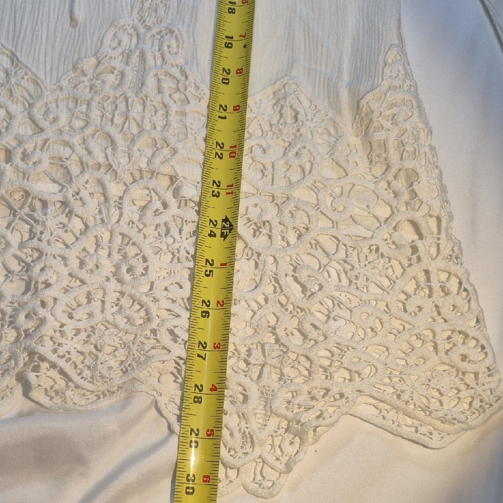 Cato Womens XL Cream Lace Trim Blouse With Flowing Sleeves - Picture 6 of 14